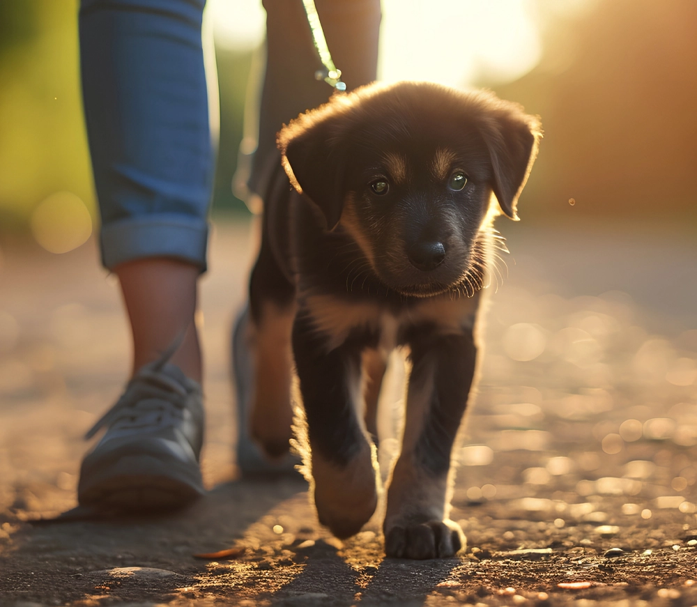 Valpskolan gå fint i kopplet